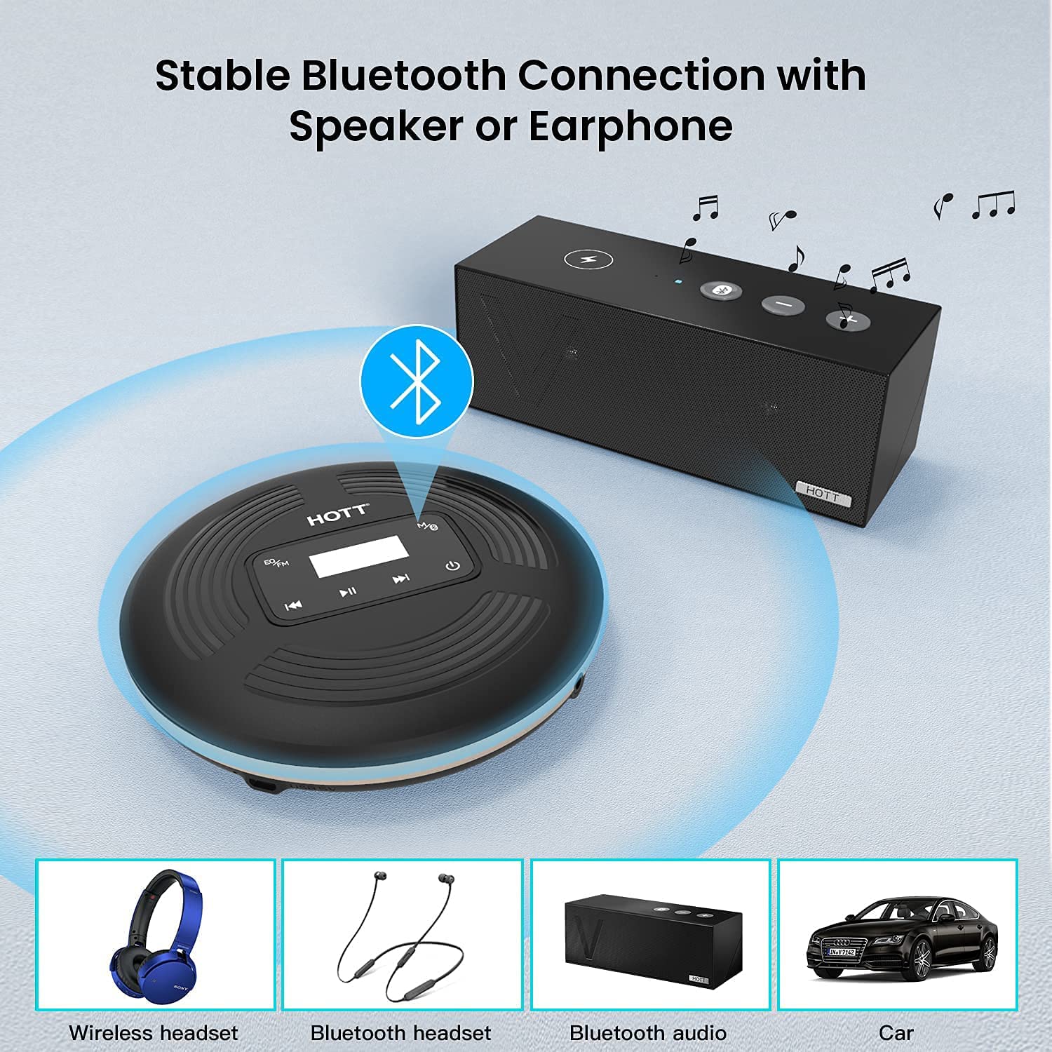 portable cd player with speakers for car